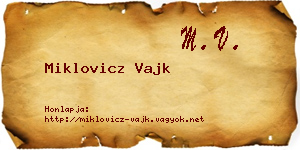 Miklovicz Vajk névjegykártya